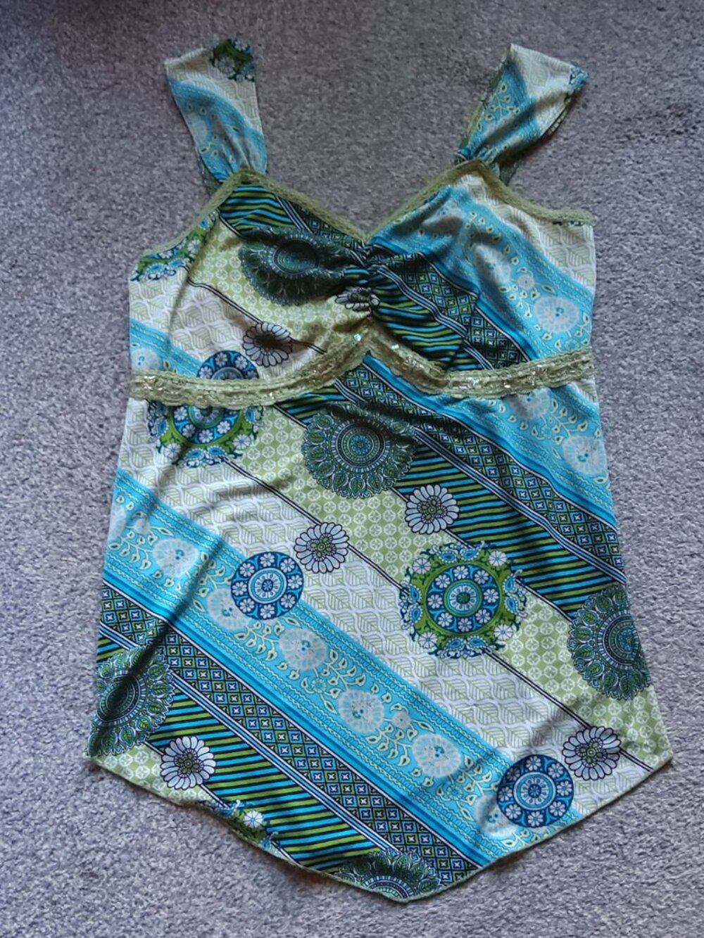 FASHION BUG FLORAL STRIPE SCARF TANK TOP
